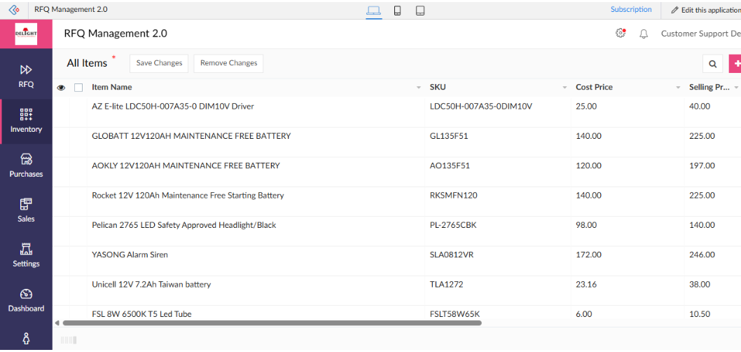 Delight RFQ Management 5